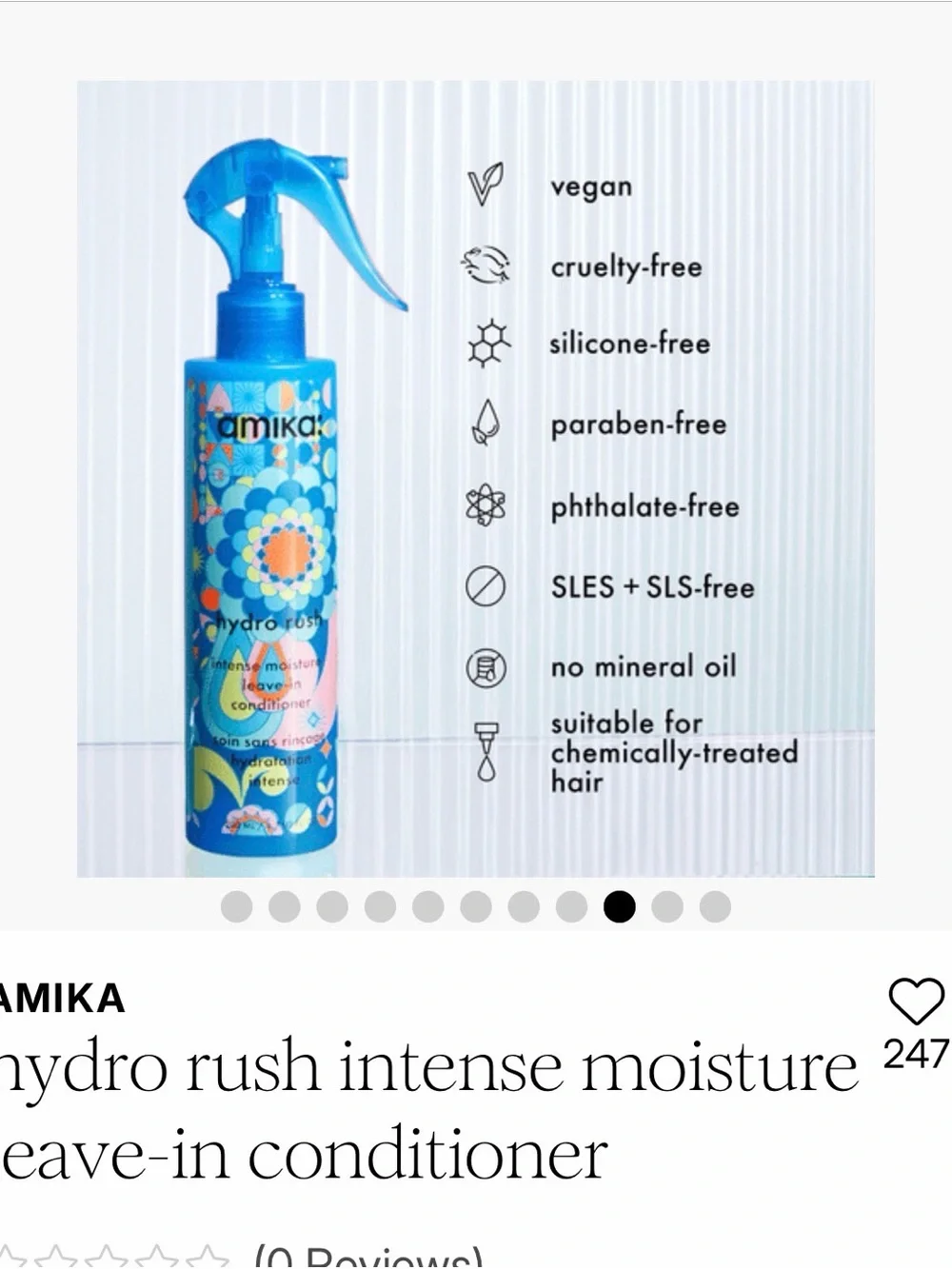 NWT amika Hydro Rush Intense Moisture Leave-In Conditioner - Blue